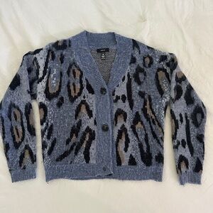 Aqua Leopard Cardigan Sweater